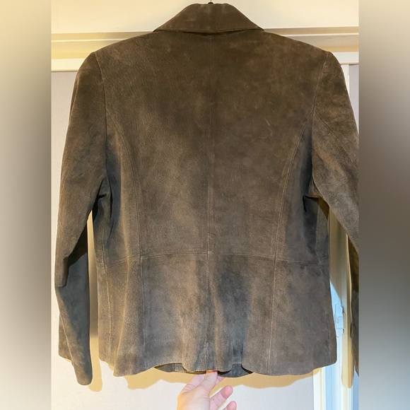 VINTAGE Brown Suede Jacket - Petite Medium - Picture 6 of 7